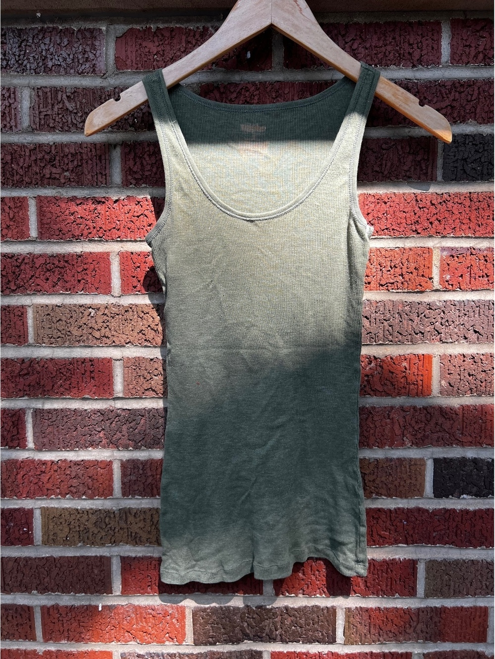 Mossimo Dark Green Gray Ribbed Scoop Neck Tank Top
